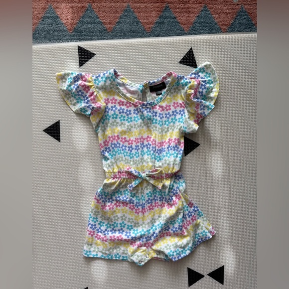 Picapino|Baby girl toddler short sleeve romper in boho floral•••Colorful,18M - Picture 3 of 5